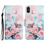 For iPhone X / XS Painted Pattern Horizontal Flip Leather Case with Holder & Card Slot & Wallet(Peony Butterfly)