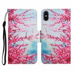 For iPhone X / XS Painted Pattern Horizontal Flip Leather Case with Holder & Card Slot & Wallet(Red Cherry Blossoms)