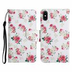 For iPhone X / XS Painted Pattern Horizontal Flip Leather Case with Holder & Card Slot & Wallet(Red Peony Flower)