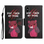 For iPhone X / XS Painted Pattern Horizontal Flip Leather Case with Holder & Card Slot & Wallet(Red Bear)