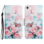 For iPhone SE 2022 / SE 2020 / 8 / 7 Painted Pattern Horizontal Flip Leather Case with Holder & Card Slot & Wallet(Peony Butterfly)