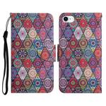 For iPhone SE 2022 / SE 2020 / 8 / 7 Painted Pattern Horizontal Flip Leather Case with Holder & Card Slot & Wallet(Prismatic Kaleidoscope)