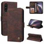 For OnePlus Nord CE 5G Skin Feel Life Tree Metal Button Horizontal Flip Leather Case with Holder & Card Slot & Wallet & Photo Frame & Strap(Brown)
