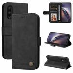 For OnePlus Nord CE 5G Skin Feel Life Tree Metal Button Horizontal Flip Leather Case with Holder & Card Slot & Wallet & Photo Frame & Strap(Black)