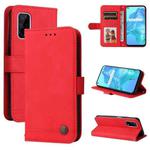 For OPPO Realme 7 5G / V5 5G Skin Feel Life Tree Metal Button Horizontal Flip Leather Case with Holder & Card Slot & Wallet & Photo Frame & Strap(Red)