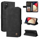 For Samsung Galaxy A02s 164mm EU Version Skin Feel Life Tree Metal Button Horizontal Flip Leather Case with Holder & Card Slot & Wallet & Photo Frame & Strap(Black)