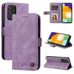 For Samsung Galaxy A52 5G / 4G / A52s Skin Feel Life Tree Metal Button Horizontal Flip Leather Case with Holder & Card Slot & Wallet & Photo Frame & Strap(Purple)