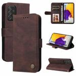 For Samsung Galaxy A72 5G / 4G Skin Feel Life Tree Metal Button Horizontal Flip Leather Case with Holder & Card Slot & Wallet & Photo Frame & Strap(Brown)