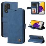 For Samsung Galaxy A72 5G / 4G Skin Feel Life Tree Metal Button Horizontal Flip Leather Case with Holder & Card Slot & Wallet & Photo Frame & Strap(Blue)