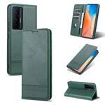 For vivo X70 AZNS Magnetic Calf Texture Horizontal Flip Leather Case with Card Slots & Holder & Wallet(Dark Green)