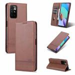 For Xiaomi Redmi 10 AZNS Magnetic Calf Texture Horizontal Flip Leather Case with Card Slots & Holder & Wallet(Dark Brown)