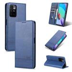 For Xiaomi Redmi 10 AZNS Magnetic Calf Texture Horizontal Flip Leather Case with Card Slots & Holder & Wallet(Dark Blue)