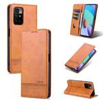 For Xiaomi Redmi 10 AZNS Magnetic Calf Texture Horizontal Flip Leather Case with Card Slots & Holder & Wallet(Light Brown)