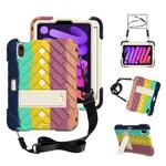 Shockproof Rhombus Robot PC + Silicone Protective Tablet Case with Holder & Shoulder Strap For iPad mini 6(Colorful White)