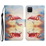 For Samsung Galaxy A22 Painted Pattern Horizontal Flip Leather Case with Holder & Card Slot & Wallet(Flamingo)