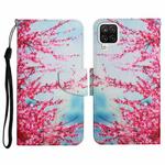 For Samsung Galaxy A22 Painted Pattern Horizontal Flip Leather Case with Holder & Card Slot & Wallet(Red Cherry Blossoms)