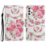 For Samsung Galaxy A32 4G Painted Pattern Horizontal Flip Leather Case with Holder & Card Slot & Wallet(Rose Flower)