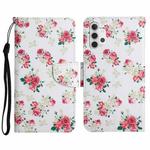 For Samsung Galaxy A32 5G Painted Pattern Horizontal Flip Leather Case with Holder & Card Slot & Wallet(Red Peony Flower)