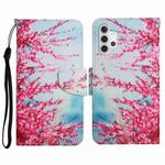 For Samsung Galaxy A32 5G Painted Pattern Horizontal Flip Leather Case with Holder & Card Slot & Wallet(Red Cherry Blossoms)