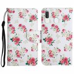 For Samsung Galaxy A40 Painted Pattern Horizontal Flip Leather Case with Holder & Card Slot & Wallet(Red Peony Flower)