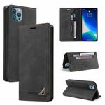 For iPhone 13 Pro Skin Feel Anti-theft Brush Horizontal Flip Leather Case with Holder & Card Slots & Wallet (Black)