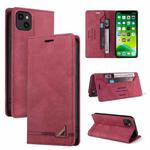 For iPhone 13 Skin Feel Anti-theft Brush Horizontal Flip Leather Case with Holder & Card Slots & Wallet(Wine Red)