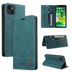 For iPhone 13 Skin Feel Anti-theft Brush Horizontal Flip Leather Case with Holder & Card Slots & Wallet(Blue)