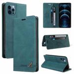 For iPhone 12 Pro Max Skin Feel Anti-theft Brush Horizontal Flip Leather Case with Holder & Card Slots & Wallet(Blue)