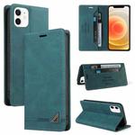 For iPhone 12 / 12 Pro Skin Feel Anti-theft Brush Horizontal Flip Leather Case with Holder & Card Slots & Wallet(Blue)