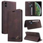 For iPhone XS Max Skin Feel Anti-theft Brush Horizontal Flip Leather Case with Holder & Card Slots & Wallet(Brown)