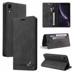 For iPhone XR Skin Feel Anti-theft Brush Horizontal Flip Leather Case with Holder & Card Slots & Wallet(Black)