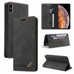 For iPhone X / XS Skin Feel Anti-theft Brush Horizontal Flip Leather Case with Holder & Card Slots & Wallet(Black)