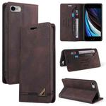 For iPhone SE 2022 / SE 2020 / 8 / 7 Skin Feel Anti-theft Brush Horizontal Flip Leather Case with Holder & Card Slots & Wallet(Brown)