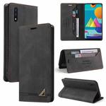 For Samsung Galaxy A02 Skin Feel Anti-theft Brush Horizontal Flip Leather Case with Holder & Card Slots & Wallet(Black)