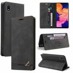 For Samsung Galaxy A10 Skin Feel Anti-theft Brush Horizontal Flip Leather Case with Holder & Card Slots & Wallet(Black)