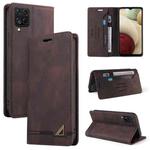For Samsung Galaxy A12 Skin Feel Anti-theft Brush Horizontal Flip Leather Case with Holder & Card Slots & Wallet(Brown)