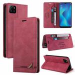 For Samsung Galaxy A22 5G Skin Feel Anti-theft Brush Horizontal Flip Leather Case with Holder & Card Slots & Wallet(Wine Red)