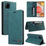 For Samsung Galaxy A42 5G Skin Feel Anti-theft Brush Horizontal Flip Leather Case with Holder & Card Slots & Wallet(Blue)