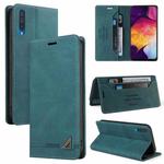 For Samsung Galaxy A70 Skin Feel Anti-theft Brush Horizontal Flip Leather Case with Holder & Card Slots & Wallet(Blue)