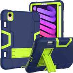 For iPad mini 6 Contrast Color Robot Shockproof Silicone + PC Protective Tablet Case with Holder & Pen Slot(Navy Blue Mint Green)