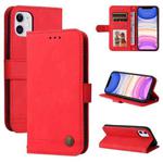 For iPhone 12 mini Skin Feel Life Tree Metal Button Horizontal Flip Leather Case with Holder & Card Slot & Wallet & Photo Frame & Strap (Red)