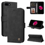 Skin Feel Life Tree Metal Button Horizontal Flip Leather Case with Holder & Card Slot & Wallet & Photo Frame & Strap For iPhone 8 Plus / 7 Plus(Black)