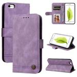 Skin Feel Life Tree Metal Button Horizontal Flip Leather Case with Holder & Card Slot & Wallet & Photo Frame & Strap For iPhone 6 / 6s(Purple)