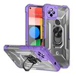 For Google Pixel 5a 5G PC + TPU Shockproof Protective Case with Metal Ring Holder(Purple)