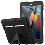 For iPad 10.2 2021 / 2020 / 2019 Shockproof Colorful Silicone + PC Protective Case with Holder & Pen Slot(Black)