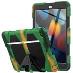 For iPad 10.2 2021 / 2020 / 2019 Shockproof Colorful Silicone + PC Protective Case with Holder & Pen Slot(Camouflage Army Green)