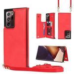 For Samsung Galaxy Note20 Ultra Cross-body Square Double Buckle Flip Card Bag TPU+PU Case with Card Slots & Wallet & Photo & Strap(Red)