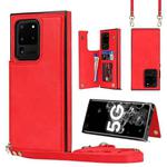 For Samsung Galaxy S20 Ultra Cross-body Square Double Buckle Flip Card Bag TPU+PU Case with Card Slots & Wallet & Photo & Strap(Red)