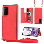 For Samsung Galaxy S20 FE Cross-body Square Double Buckle Flip Card Bag TPU+PU Case with Card Slots & Wallet & Photo & Strap(Red)