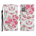 For Samsung Galaxy Note20 Painted Pattern Horizontal Flip Leather Case with Holder & Card Slot & Wallet(Rose Flower)